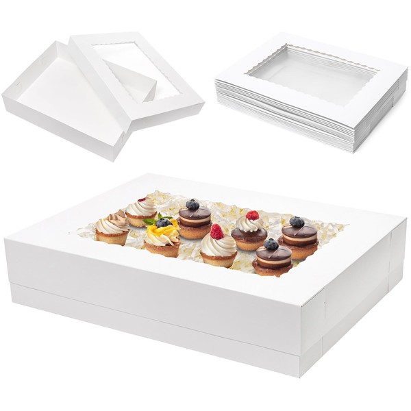 Mefleet Mefleet 25pcs 19x14x4 Half Sheet Cake Boxes with Window