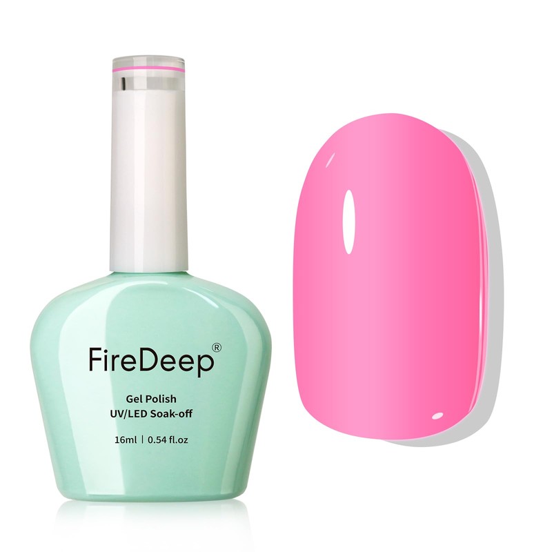 Firedeep Pink Gel Nail Polish, 0.54 Fl Oz Large Bottle