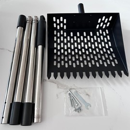 Olamochi 2-in-1 Rake & Scoop Chicken Poop Scooper 10 Inch Metal Head with Rust-Proof Handle for Coop Cleaning Litter Sifting