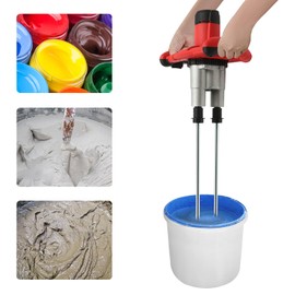 Cement Mixer, 2800W Double Pole Mortar Stirrer Handheld Electric Paint & Mortar Stirrer 6 Adjustable Speed for Mixing Mud, Cement, Mortar, Paint, Fodder (Red)
