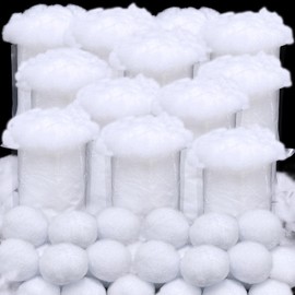 12 Pack Christmas Fake Snow Decor and 24 Fake Snow Balls,840g Fluffy Fake Snow Decoration,Artificial Snow Indoor Snow Blanket for Christmas Decoration Displays Holiday Winter Mantle Village Decor
