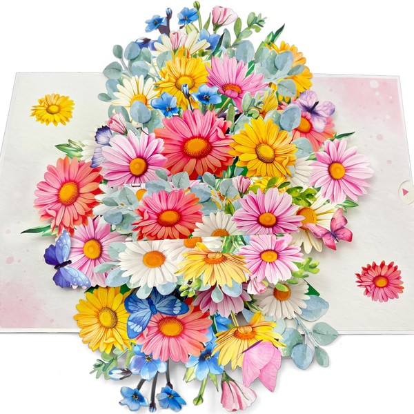 YianHien Birthday Card Pop Up Daisy Elegant Daisy Pop-Up Card