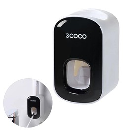 Automatic Toothpaste Dispenser Waterproof Dust-free Wall Mounted Toothpaste Holder Bathroom Accessories Automatic Toothpaste Dispenser for Bathroom Washroom (Black)