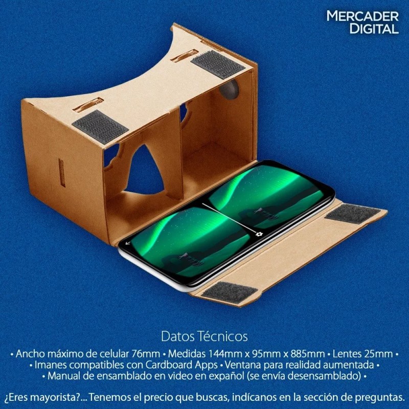 Mercader Digital 2 Pz Google Cardboard Visor Realidad Virtual Lente