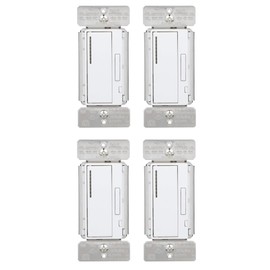 (case of 4) Eaton Z-Wave Plus dimmer Sitch, White, Single Pole, 120 VAC, 300W Dimmable LED/CFL, 600W incancdescent, Halogen, RF9643-NDW