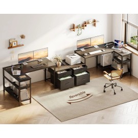 Casaottima L Shaped Desk with Drawers & File Cabinet, 55 Inch Computer Desk