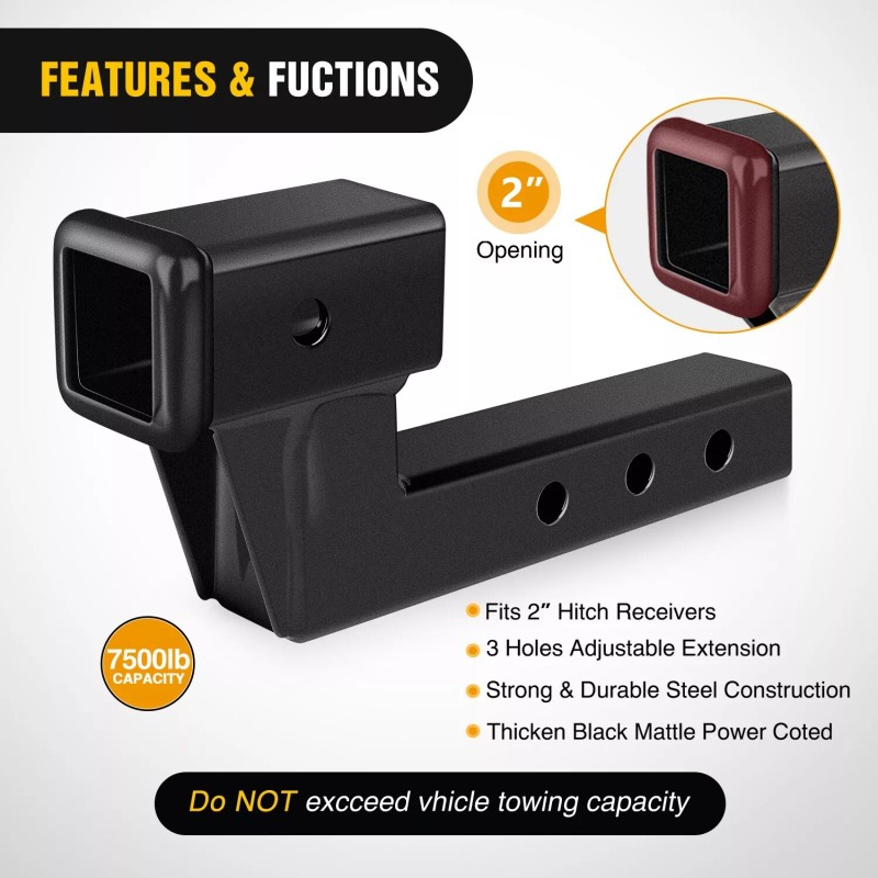 Nilight Trailer Hitch Extension Riser for 2 Inch Receiver with