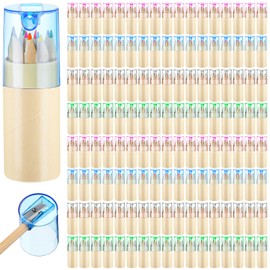 Fulmoon 100 Pack Mini Colored Pencils with Sharpener 100 Day of School Portable for Kids Drawing and Sketching Students Classroom Supplies(Assorted Colors)