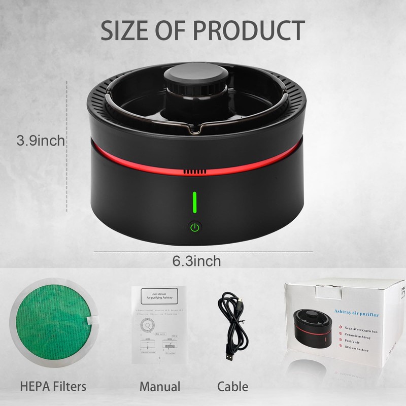 YOWOMTA Smokeless Ashtray Indoor,Multifunctional Air Purifier Ashtray with Filter,Smoke Eaters