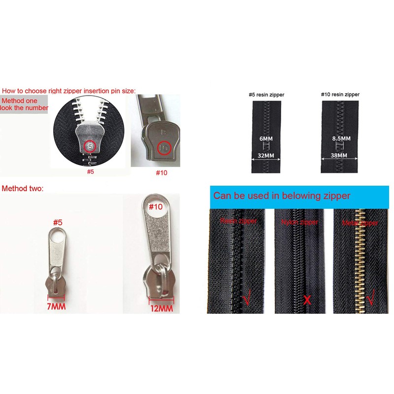 HAISDA 20 pcs #5 Metal Zipper Retainer Box and Zipper