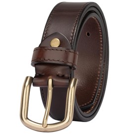 TYWestyles 1.3‘' Womens Leather Belt for Jeans Pants with Gold Buckle