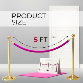 4 PСS Station Set for Parties - Pink Rope Stations for Hotel Lobby VIP Ropes for Posts with Snap Hooks Twisted Ropes for Special Events and Stands Queue