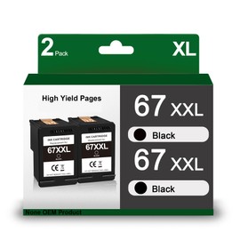 XXL 67 Black Ink Cartridge Replacement for HP 67XXL 67XL Black Ink for HP DeskJet 2700 2700e 2755e 2755 4155e 4155 Envy 6055e 6455e 6400 6055 6075 Envy Pro 6452 6458 6475 Printer (2 Black)