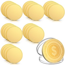 weparmeety 24 Pcs Blank Challenge Coin, Engraving Blanks Coins Threaded Edged 40 mm with Acrylic Protection Box Laser Engravable Pattern for DIY Crafts Commemorative Collection