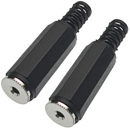 CESS 2.5mm TRS Stereo Female Jack - Solder-Type, Black Hexagonal Plastic Housing, 2-Pack for Audio Projects
