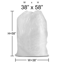 ALL SUPPLIES SHOP Medium, Large 38” X 58” Clear Trash Can Liner, 55-60 Gal Garbage Bags, 47 Micron 1.8 Mil Thick for Homes/Offices/Bathrooms/Hospitals/Hotels/Gyms, Indoor/Outdoor Use 100 Per, Flat