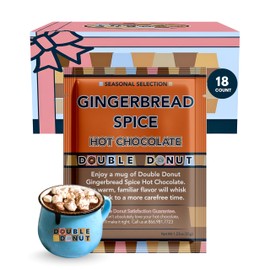 Double Donut Coffee Gingerbread Spice Hot Chocolate Mix Packets, Flavored Gingerbread Hot Cocoa Mix, 18 Count