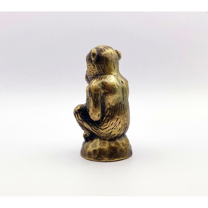Lamp Finial-Thinking Monkey-Antique Brass Finish, Highly Detailed Metal Casting