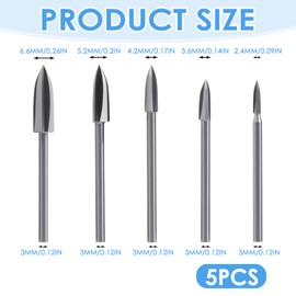 Rotary Tool Wood Carving Tools, 5PCS Woodworking Detail Bits with 1/8” Shank for Engraving, Grinding Drilling and Carving,Accessory for DIY Woodworking Crafting and Detail Work