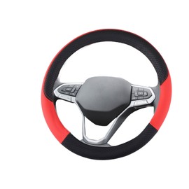 Lenkradbezug Leder, Heavy Duty Auto Lenkradhülle Lenkrad Abdeckung (rot)