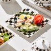 Porlien Checker Porcelain Square Dinnerware Set for 4, Dishes Set