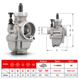 NIBBI PE24 Carburetor Kit 24mm for Predator 212cc 196cc 224cc Engine Performance Parts with Black Intake Manifold