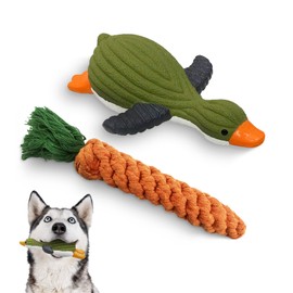 ZITNPOO Goose with a fabric-like pattern Natural latex squeaky toy Combination of natural latex squeaky toy and cotton rope toy
