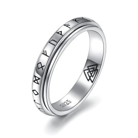 Viking Spinner Anxiety Ring for Women: Sterling Silver Anti-anxiety Fidget Rings Stress Relieving Rotatable Ring Anxiety Stress Relief Jewelry Gift for Teens Girls