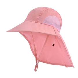 SZETOSY Kids Sun Hat with Neck Flap - Adjustable Summer Hat Wide Brim for Toddler and Boys Girls, Aged 2-10, pink
