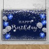 12x8ft Blue Birthday Backdrop Blue and Silver Balloons Glitter Happy