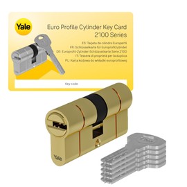 Yale 2100 Serie Euro-Profilzylinder (Patentiert) - Doppelt/Notfall - 40/40 - Messing poliert - Blistermenge 1