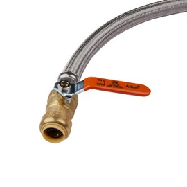 EFIELD 24-inch Push-fit Valve Flexible Water Heater Connector, 3/4 inch x 3/4 inch FIP, Push-to-Connect, Copper, Pex, CPVC, Braided Stainless Steel (24 Inch Length),(HOSE024)