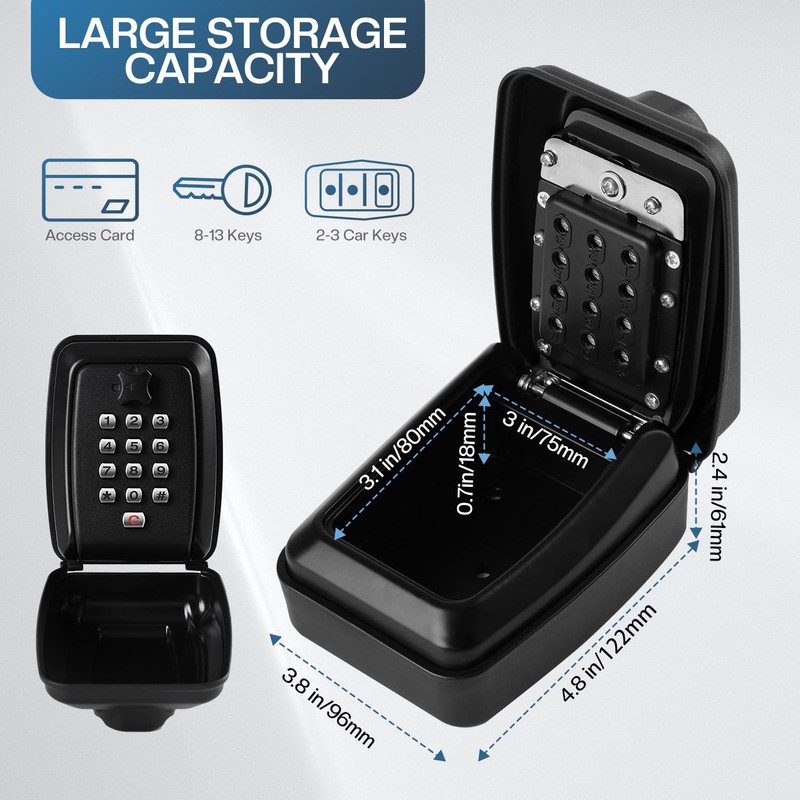 NBYT Portable Combination Lock keybox, 9-Digit Keyboard,for House Keys Key