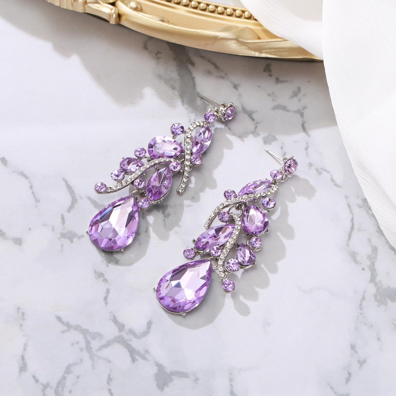 BriLove Wedding Bridal Bohemian Boho Dangle Earrings for Women Crystal