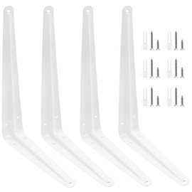 Uenhoy 10 Pack White Shelf Brackets 10 Inch Metal Floating Shelf Brackets Heavy Duty L Bracket for Shelves, Wall Mount Angle Corner Braces (10" x 8")