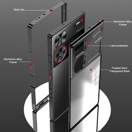 QUIETIP Case Compatible with nubia Z60 Ultra 5G with Screen Protector,Metal Frame + PC Frosted Surface Back cover with Shockproof Camera Protection,Black
