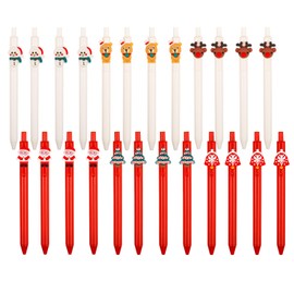 AOVNA Christmas Retractable Pen Cute Xmas Style Gel Ink Pen Snowman Tree Bear Santa Claus Bell Elk Pattern Retractable Pen for Party Favor Gift (24)