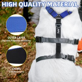 PUPTECK Escape Proof Dog Harness - No Pull Soft Padded Full Body Pet Halter Harness with Lift Handle for Small Medium Large Doggies Walking Hiking Hunting, Navy Blue & Grey, M