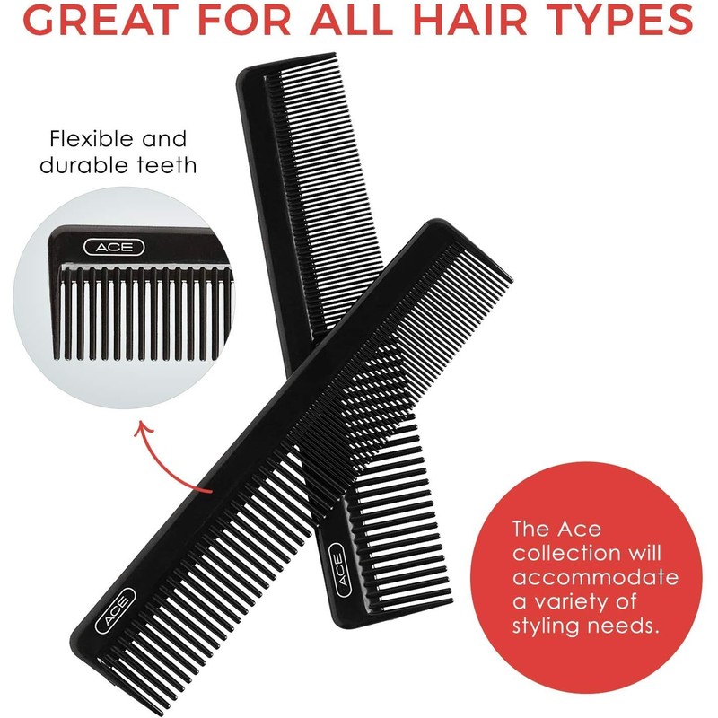 Goody Ace Dressing Comb, Black, 7.5 Inch