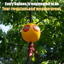 3 Palloncino Repellente per Uccelli Con 1 Pompa, per Volatili con Occhi Riflettenti e Strisce Scoppiettanti, Set di Palloncini Antiuccelli Rotondi Spaventapasseri da Appendere