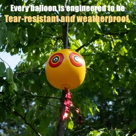 3 Palloncino Repellente per Uccelli Con 1 Pompa, per Volatili con Occhi Riflettenti e Strisce Scoppiettanti, Set di Palloncini Antiuccelli Rotondi Spaventapasseri da Appendere
