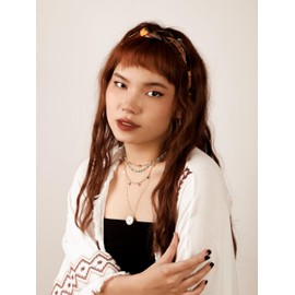 Hanary Dainty Layer Necklace, Multilayered Created Turquoise Bead Chain Necklace, Vintage Summer Beach Boho Jewelry Gift for Women