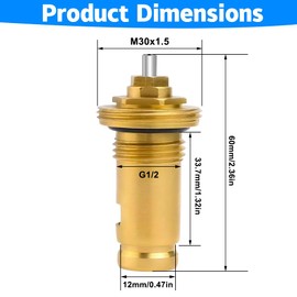 M30 x 1.5 Thermostatventil, G1/2 Thermostat, Heizkörperventil 1/2 Zoll, Heiz KöRper Ventil, Thermostatkopf, Heizungsventil, Rotationsventilkern, Temperatur Regel Ventil für Heizkörper