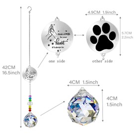Dog Memorial Gifts for Loss of Dog, Pet Paw Print Sympathy Gifts Crystal Window Suncatcher,Bereavement Gift Sun Catcher,Dog Remembrance Gift Rainbow Maker,Pet Passing Away Loss Gifts (D)