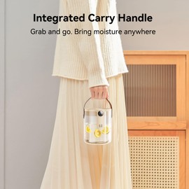 KIMMOO Smart Humidifiers for Bedroom, Rechargeable Top Fill Humidifier with Night Light, 1.4L Cool Mist Humidifier for Office Home Plant and Baby, 3-Speed Mist Control, Quiet, Auto Shut-Off, Beige