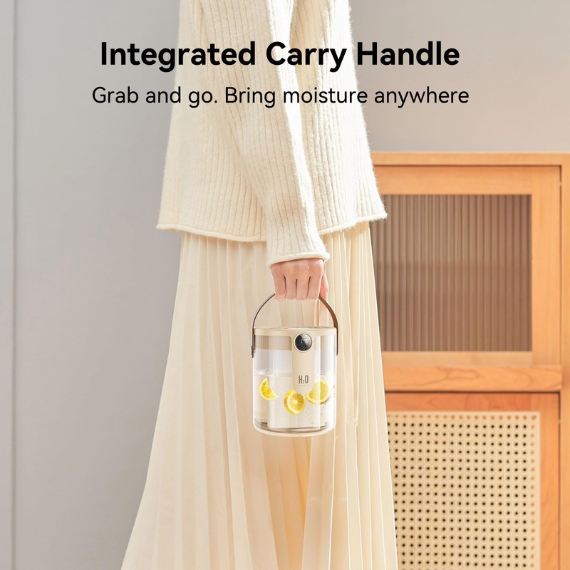 KIMMOO Smart Humidifiers for Bedroom, Rechargeable Top Fill Humidifier with