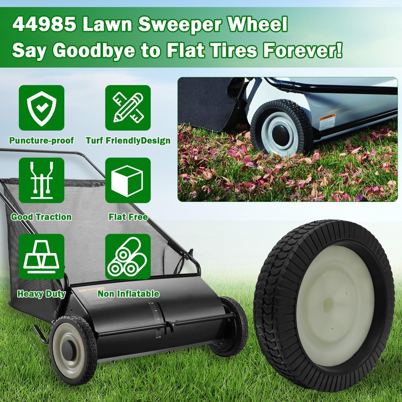 44985 Lawn Sweeper Wheel & Tire Complete Assembly Set Compatible
