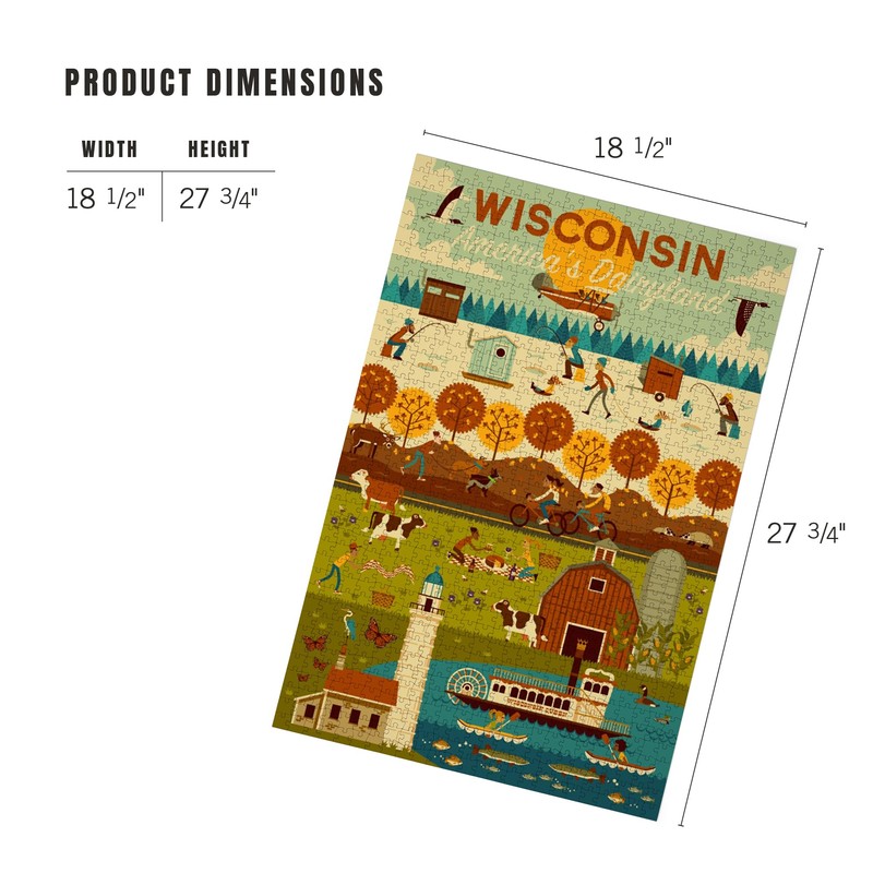 Lantern Press 1000 Piece Jigsaw Puzzle, Wisconsin, Geometric