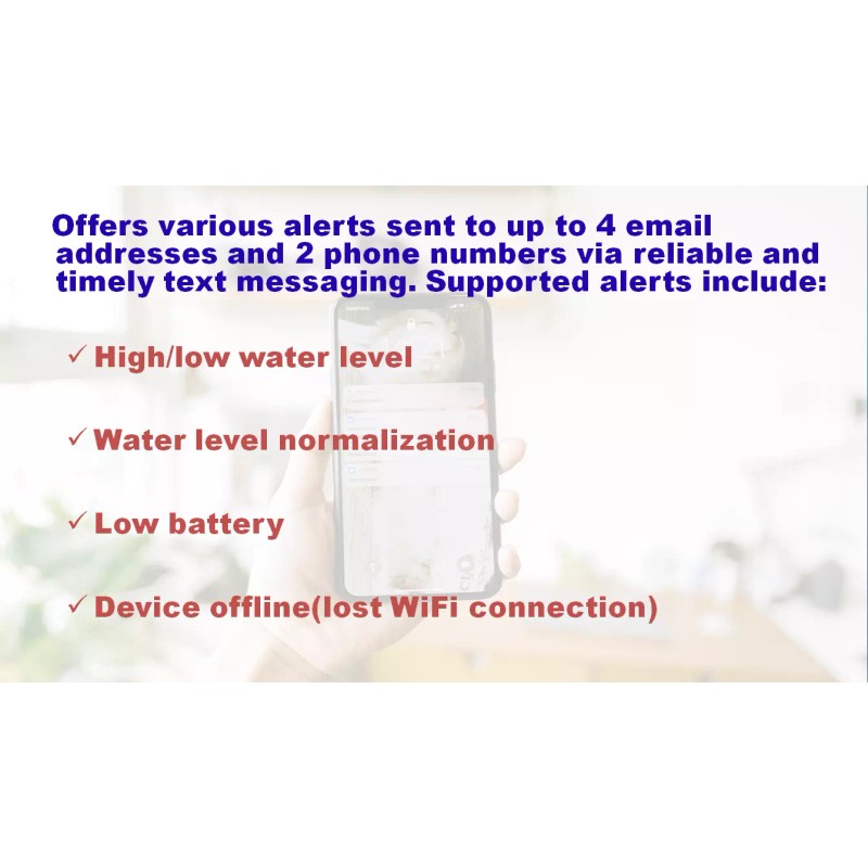 Risinglink Smart Water Level Monitor Sensor, Text/Email Alert, Battery Powered,WiFi-E