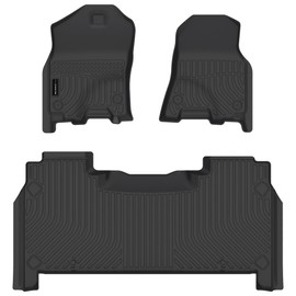 AUXKO All Weather Floor Mat for Dodge Ram 1500 Crew Cab 2019-2024 New Body (NOT Classic) with Under Storage TPE Ram 1500 Accessory All Season Guard Odorless Anti-Slip Liner Black